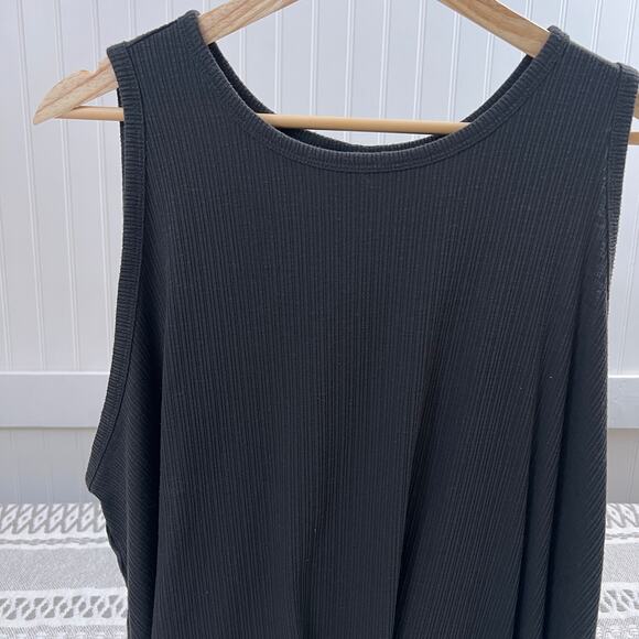 Old Navy Luxe 3X Ribbed Tank Swing Top Charcoal Black Sleeveless Tunic Women's - Picture 1 of 8